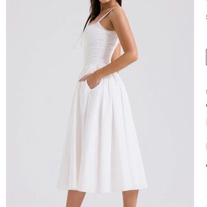 Elie Tahari Ivory Textured Midi Dress